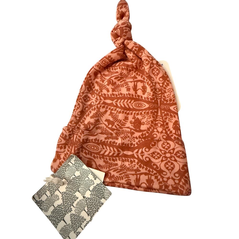 NWT Kate Quinn Hansel & Gretel Organic Cotton Knot Hat 3-6m Pink Rust